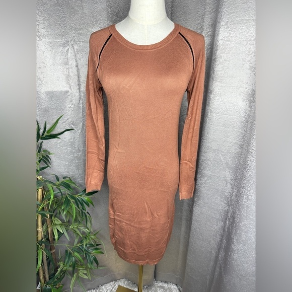 Scotch & Soda Maison Scotch Women’s Knit Crewneck Sweater Dress Brown Sz S - Picture 2 of 13